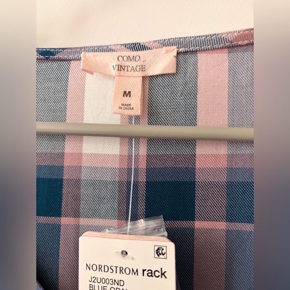 Como Vintage Blue and Pink Plaid Button-Down Shirt - Picture 7 of 8